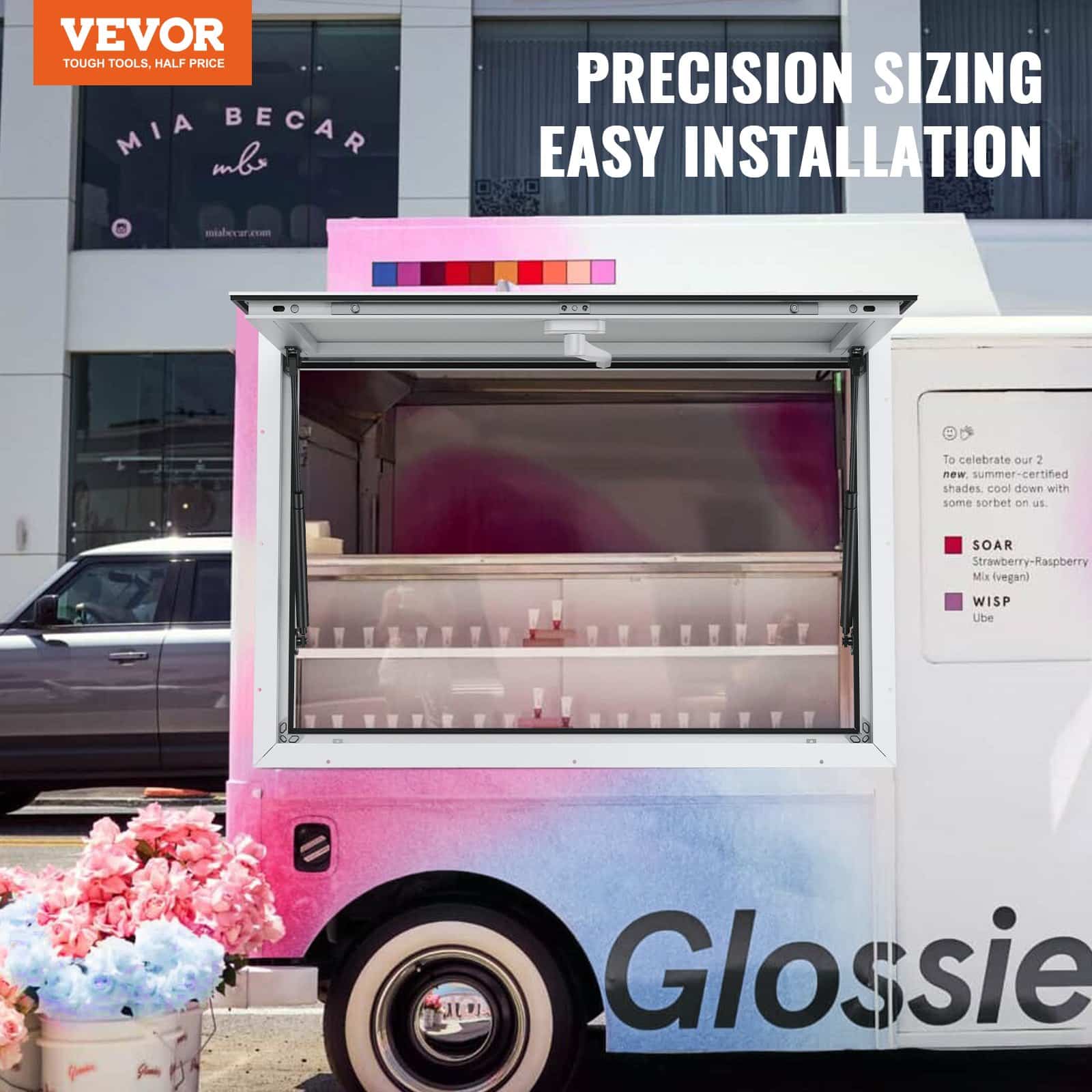 VEVOR 91x91 cm Aluminum Concession Window with Awning, Lock & Hydraulic Rods for Food Trucks & Trailers - Image 2