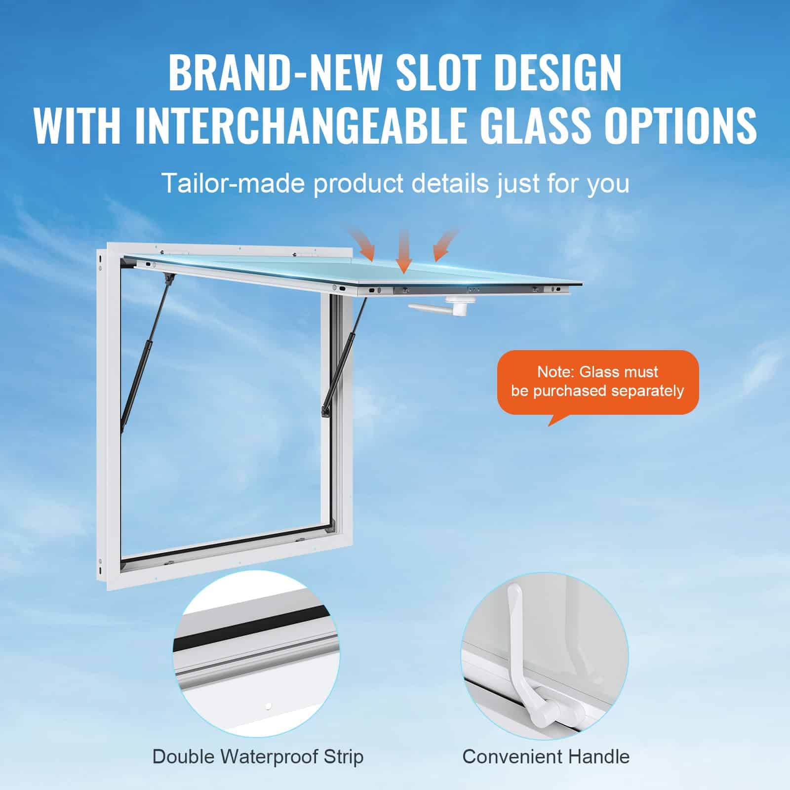 VEVOR 91x91 cm Aluminum Concession Window with Awning, Lock & Hydraulic Rods for Food Trucks & Trailers - Image 3