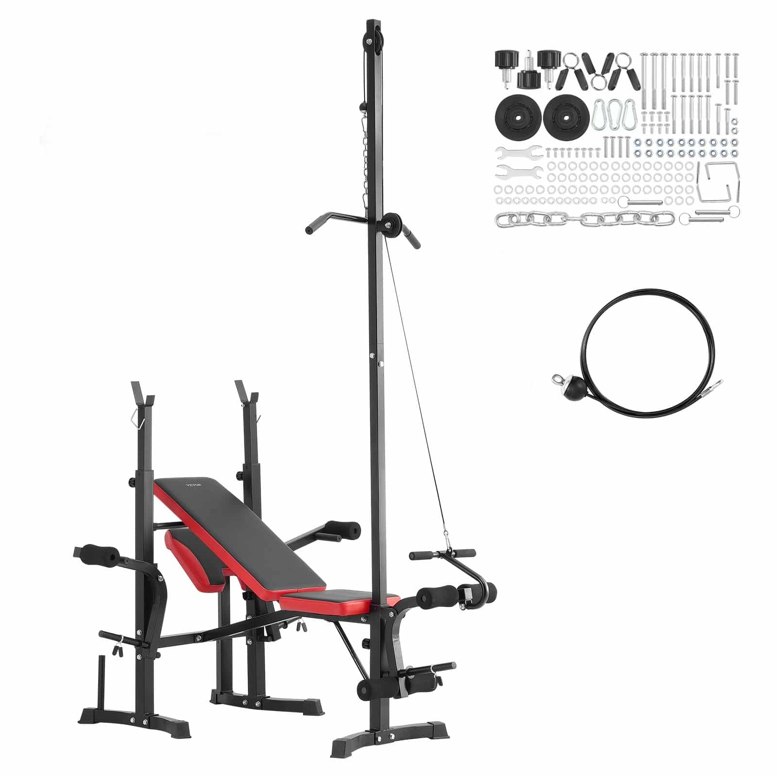 VEVOR Adjustable Weight Bench with Squat Rack & Pull-Up Handles, 270kg Capacity, Full Body Home Gym Strength Training Bench - Image 9