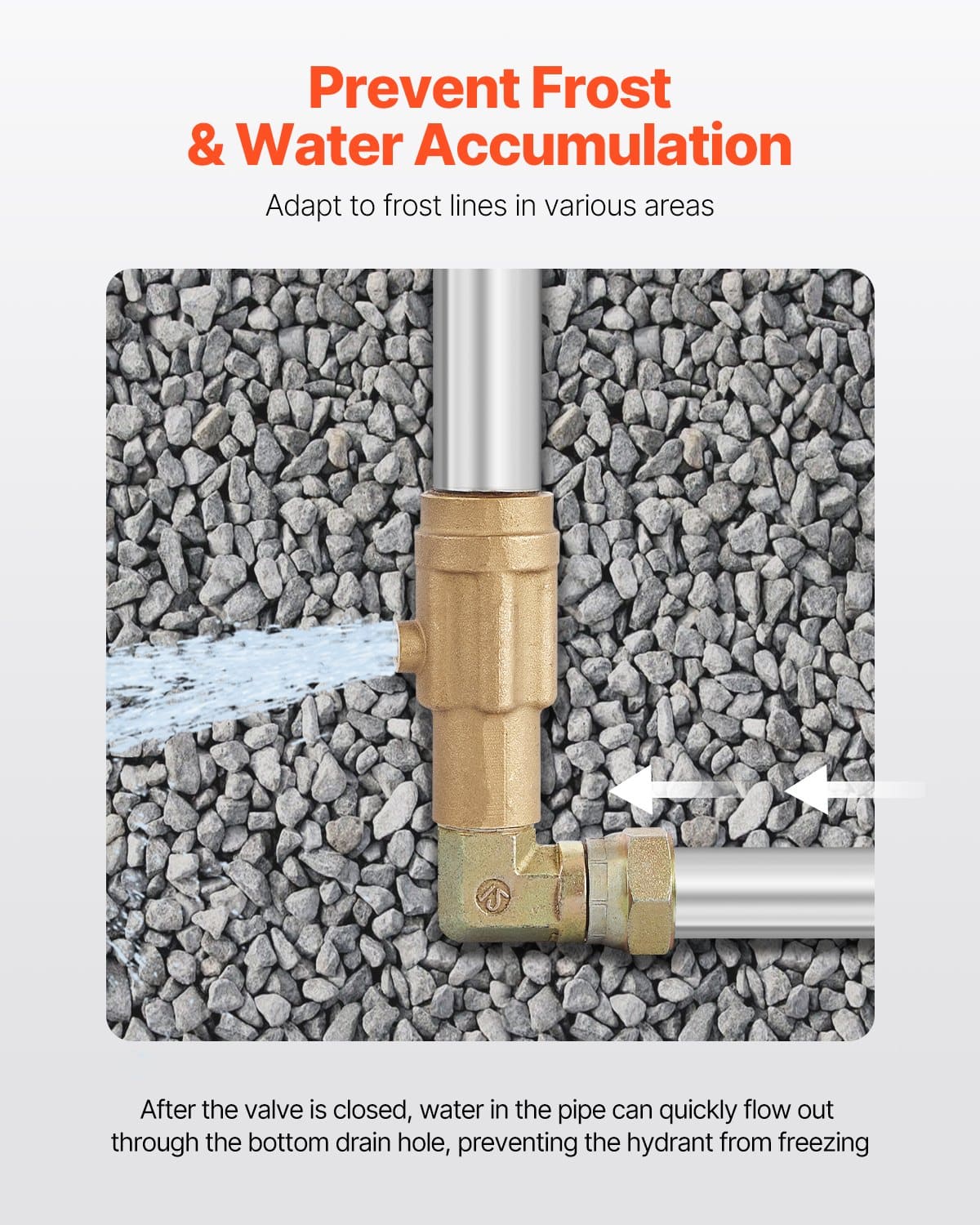 VEVOR 1.9 m Frost-Proof Yard Hydrant with 1.2 m Bury Depth, G 3/4″ Cast Iron Outdoor Faucet for Garden, Farm, Irrigation - Зображення 3