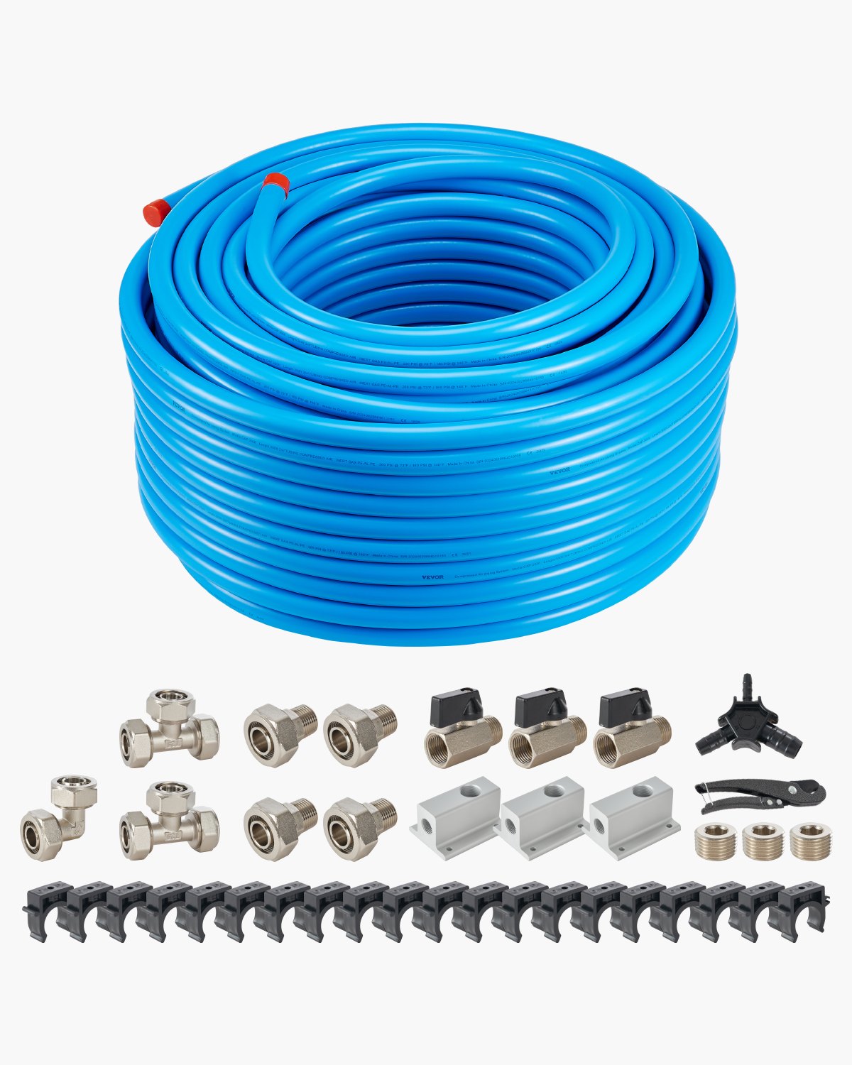 VEVOR 91.4m x 19mm HDPE-Aluminum Air Compressor Line Kit – Leak-Proof, Pressure-Resistant Piping System for Garages & Workshops