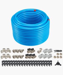 VEVOR 60m x 19mm HDPE-Aluminum Compressed Air Line Kit, Leak-Proof Piping System with Fittings for Garages & Workshops, Blue