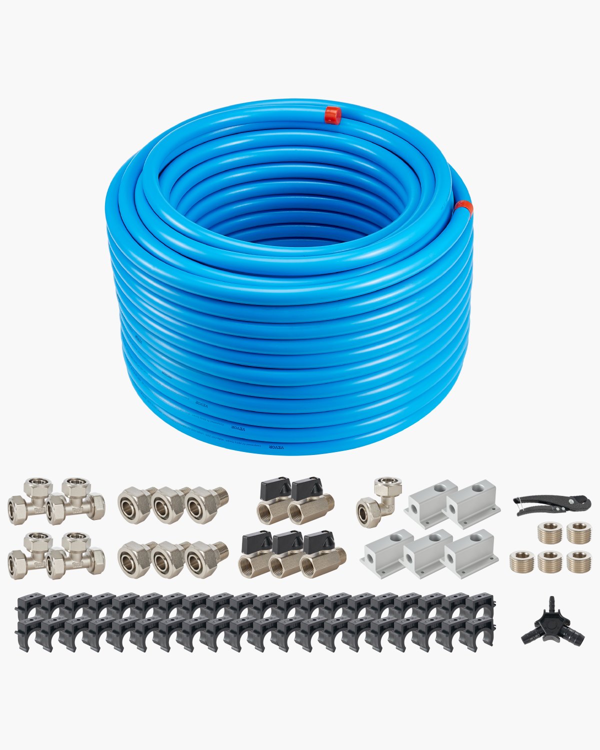 VEVOR 60m x 19mm HDPE-Aluminum Compressed Air Line Kit, Leak-Proof Piping System with Fittings for Garages & Workshops, Blue