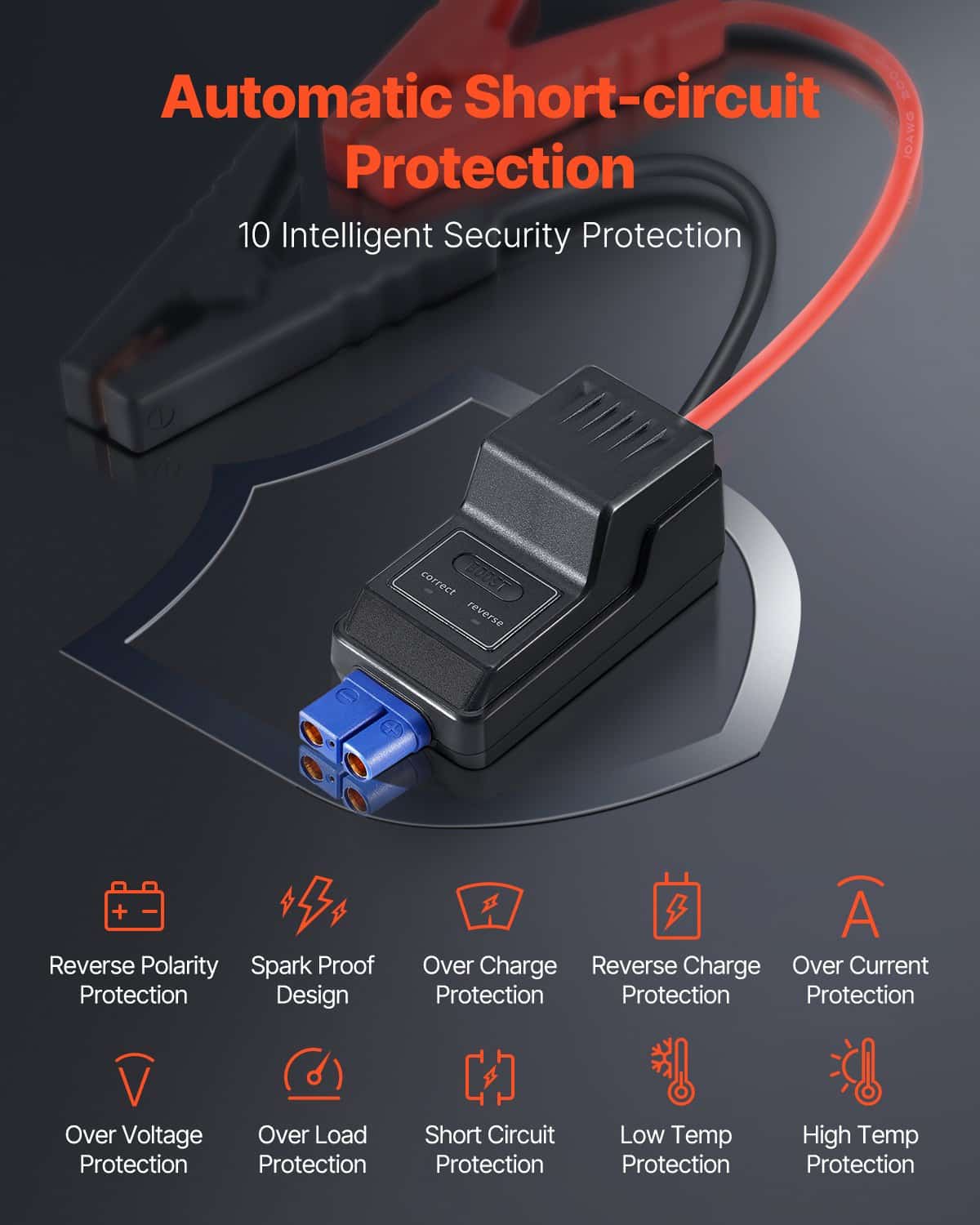 VEVOR 3000A Portable Car Jump Starter with 59.2Wh Battery, Air Compressor, LED Light, LCD, for Gas/Diesel Engines up to 10L/8L - Зображення 3