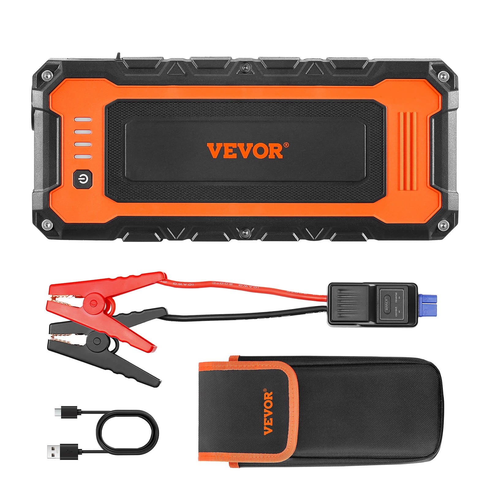 VEVOR 3000A Portable Car Jump Starter with 59.2Wh Battery, Air Compressor, LED Light, LCD, for Gas/Diesel Engines up to 10L/8L - Зображення 9