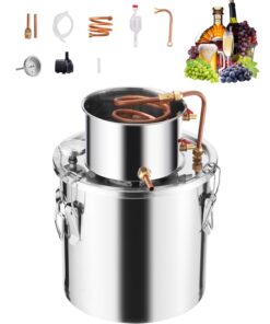 VEVOR 19L Stainless Steel Alcohol Distiller Kit with Copper Coil, Thermometer & Pump for Home Brewing Whisky Wine Brandy