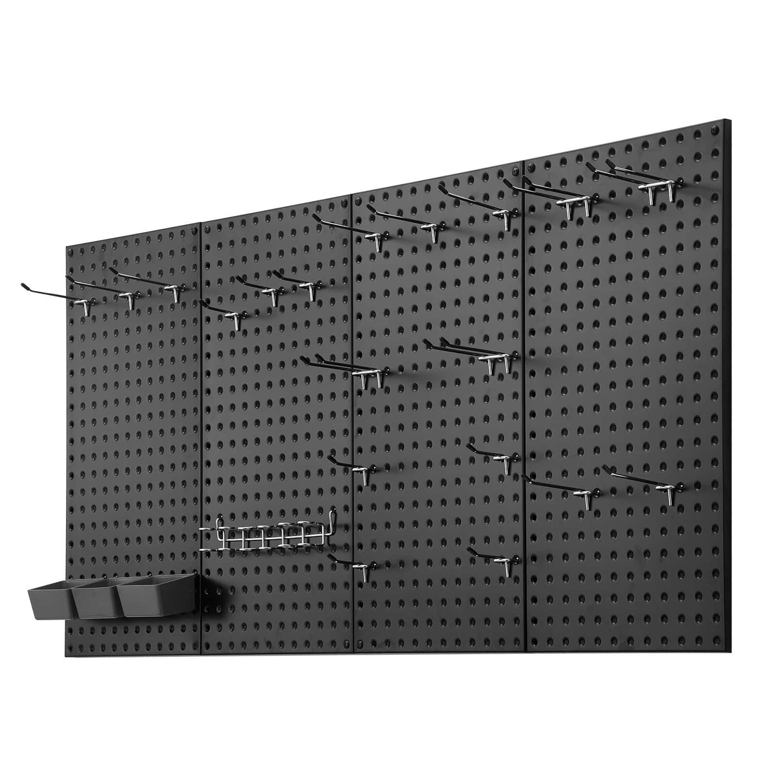 VEVOR Heavy-Duty Steel Pegboard Wall Organizer, 60x30cm, 4 Panels, Tool Storage for Garage, Workshop, Kitchen, Black — Attēls 10