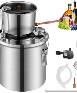 VEVOR 11.4L Stainless Steel Alcohol Distiller Kit with Coil Cooling & Dual Thermometer for Home Brewing Whisky Vodka