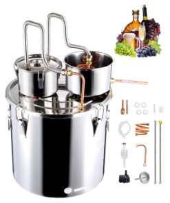 VEVOR дистиллятор 50 л из нержавеющей стали с медной спиралью, двойной конденсатор для самогона, виски и бренди дома