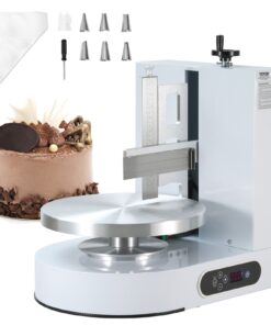 VEVOR Electric Cake Decorating Machine with Adjustable Turntable & Scraper, 10–30 cm Cakes, 25–320 RPM, White