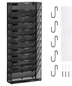 Металлический сетчатый настенный органайзер VEVOR с 12 карманами и этикетками, настенный держатель документов для офиса, школы и дома, нагрузка 12 кг