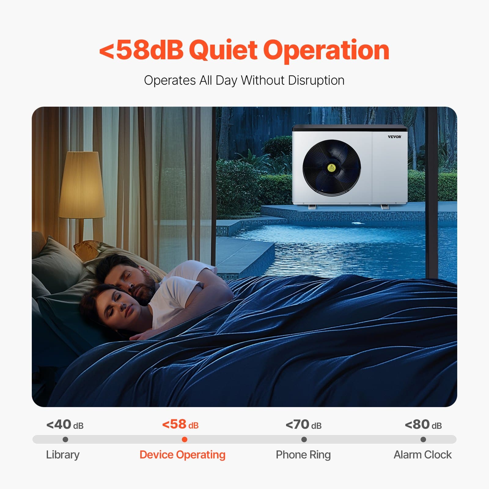 VEVOR Electric Pool Heat Pump 2.51–11.38kW, Energy-Efficient Heater & Cooler for 25–50m³ Pools, 220–240V Quiet Inverter — изображение 5