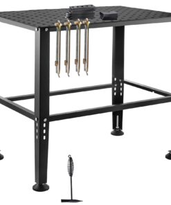 VEVOR Heavy-Duty Welding Table 91x61cm, 360kg Capacity, Steel Workbench with 1.6cm Holes & Anti-Slip Feet for Workshop Use