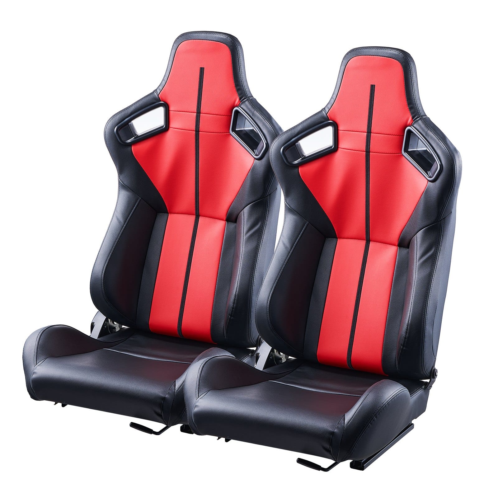 VEVOR Adjustable Racing Seats, Set of 2, Reclining with PVC Leather & Q235B Steel Frame, Universal Fit for Cars & Go-Karts