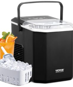 Ледогенератор со столешницей VEVOR, 9 кубиков за 6 минут, 12 кг/24 часа, 2 размера, самоочищающаяся, портативная машина для льда с совом и корзиной