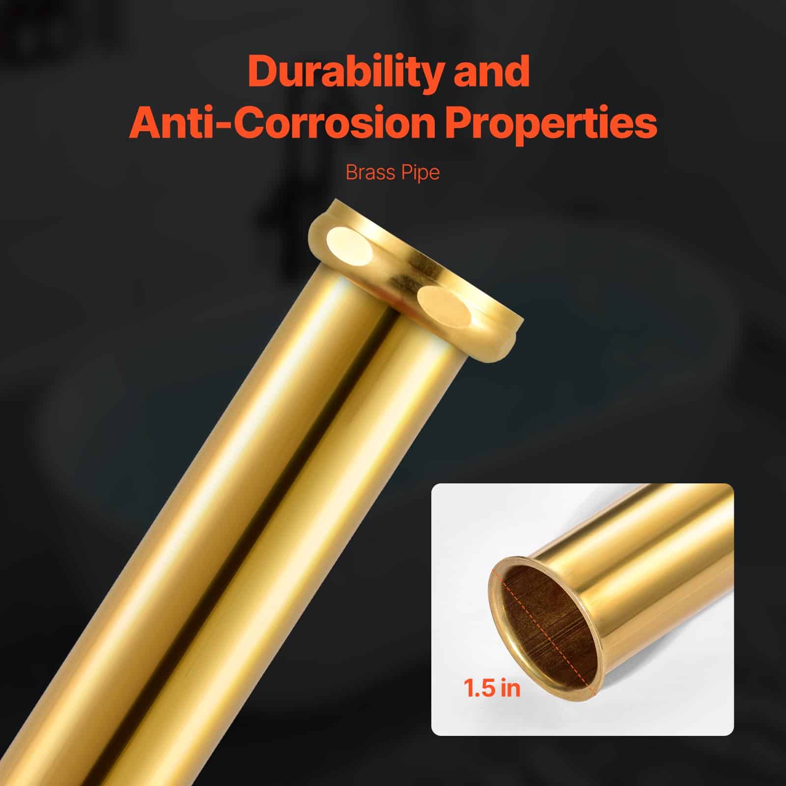 VEVOR ABS Freestanding Bathtub Drain Kit with Brass Pipes & Adapter, Fits Floor/Island Tubs, Easy Install, Durable & Versatile - Зображення 4