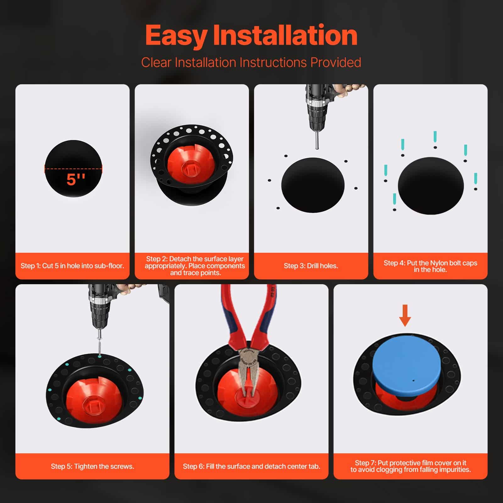 VEVOR ABS Freestanding Bathtub Drain Kit with Brass Pipes & Adapter, Fits Floor/Island Tubs, Easy Install, Durable & Versatile - Зображення 5