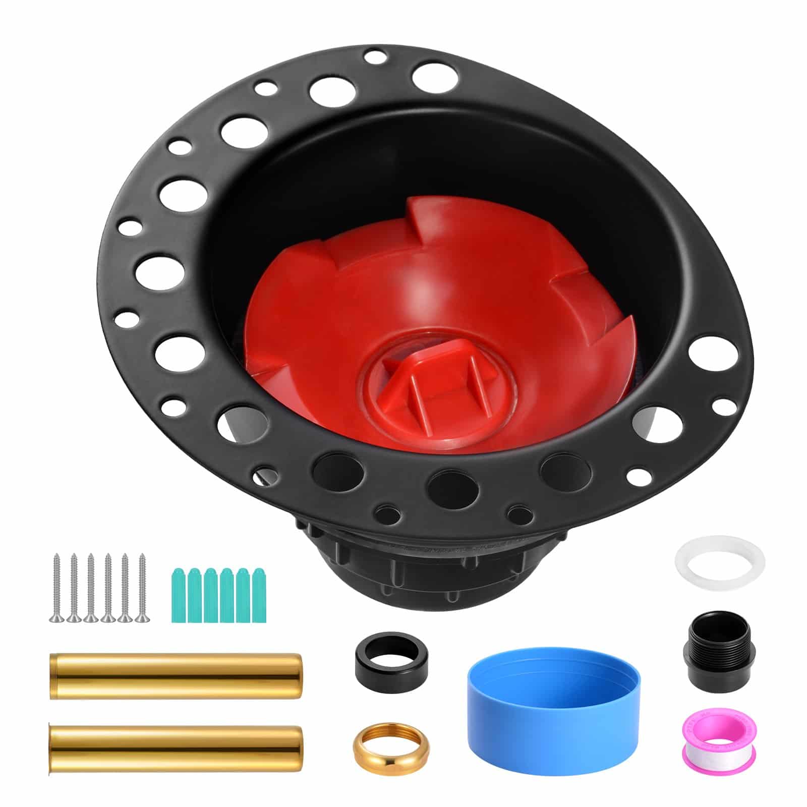 VEVOR ABS Freestanding Bathtub Drain Kit with Brass Pipes & Adapter, Fits Floor/Island Tubs, Easy Install, Durable & Versatile