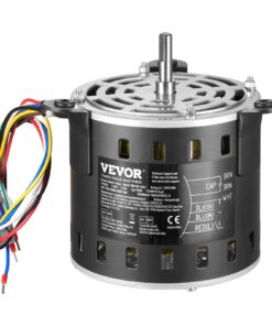VEVOR 1/5HP 220V Двигун Вентилятора Печі, 1100RPM 3 Швидкості, 10мм Вал, CCW, з Конденсатором 8μF для HVAC Систем