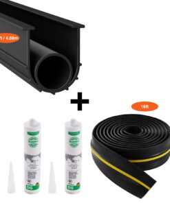 VEVOR Universal Garage Door Threshold & Bottom Seals Kit, 4.9m U+O Shape PVC Weatherstrip with Adhesive, Black