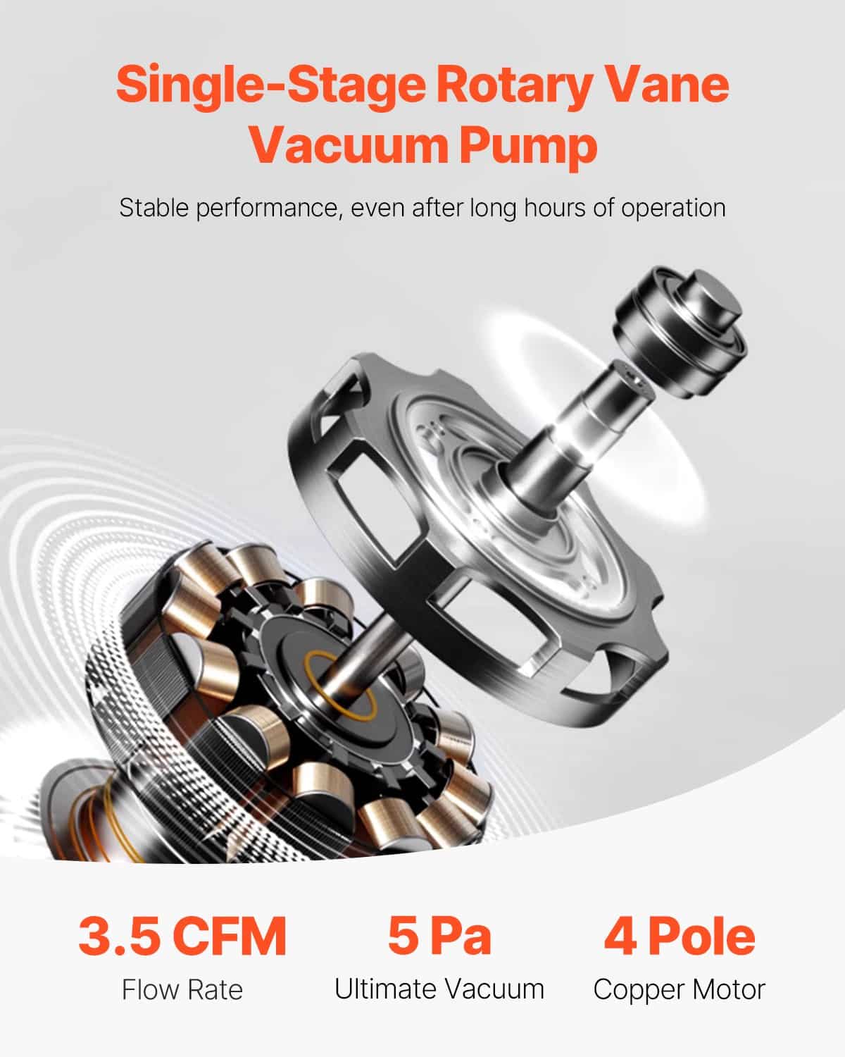 VEVOR 217 L/min (3.5 CFM) HVAC Vacuum Pump & Manifold Gauge Kit with Hoses, for R134a R12 R22 R410A R404 R407C Refrigerants - Зображення 4