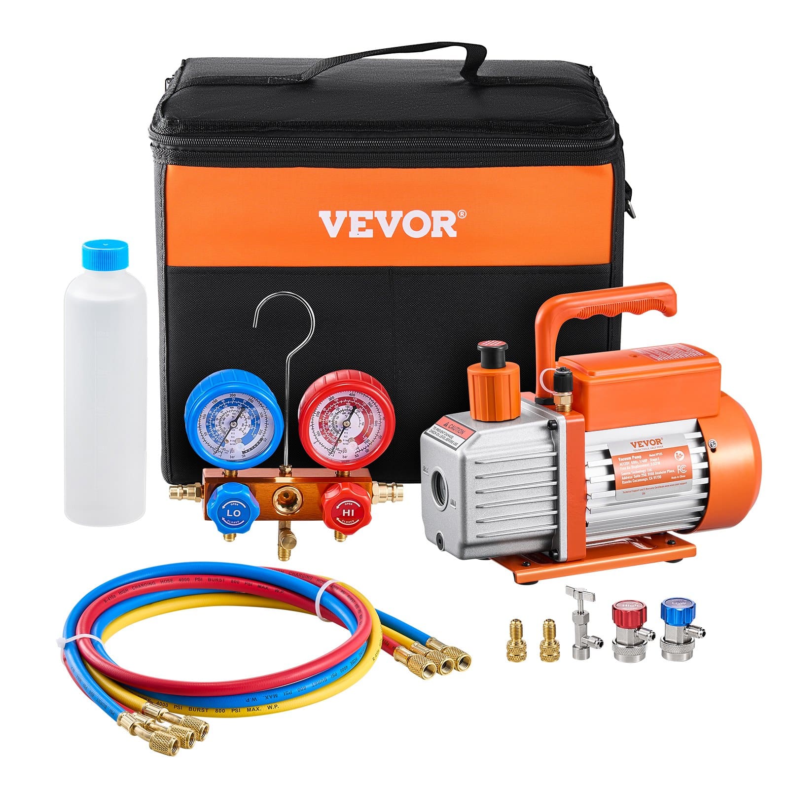 VEVOR 217 L/min (3.5 CFM) HVAC Vacuum Pump & Manifold Gauge Kit with Hoses, for R134a R12 R22 R410A R404 R407C Refrigerants - Зображення 9
