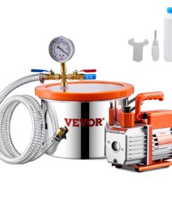 VEVOR 5.7L Vacuum Chamber & 100L/min Pump Kit – Stainless Steel, Acrylic Lid, for Resin, Silicone, Epoxy Degassing
