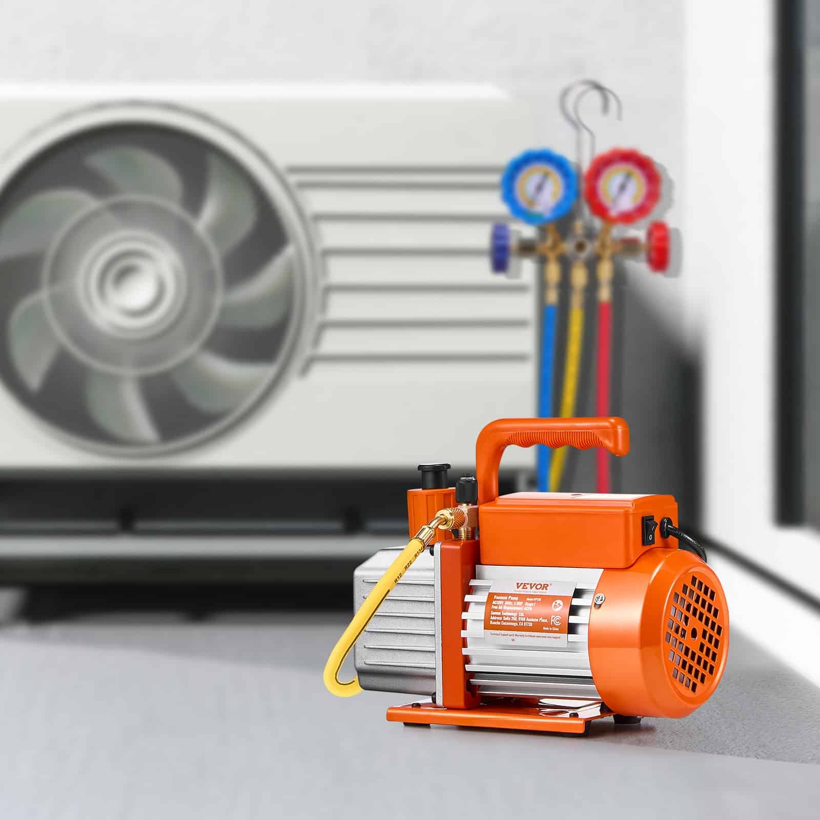 VEVOR 233 L/min Single-Stage Rotary Vane Vacuum Pump Kit with Oil, for HVAC R134a R22 R410a Systems, Auto AC & Resin Degassing - Зображення 8