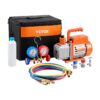 VEVOR 217 L/min (3.5 CFM) Single-Stage AC Vacuum Pump Kit with Gauge, Manifold & Hoses for R134a R12 R22 R502 HVAC Systems