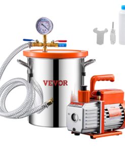 VEVOR 11L Vacuum Chamber & 100 L/min Pump Kit – Stainless Steel, Acrylic Lid, Hose & Oil for Resin Silicone Epoxy Degassing