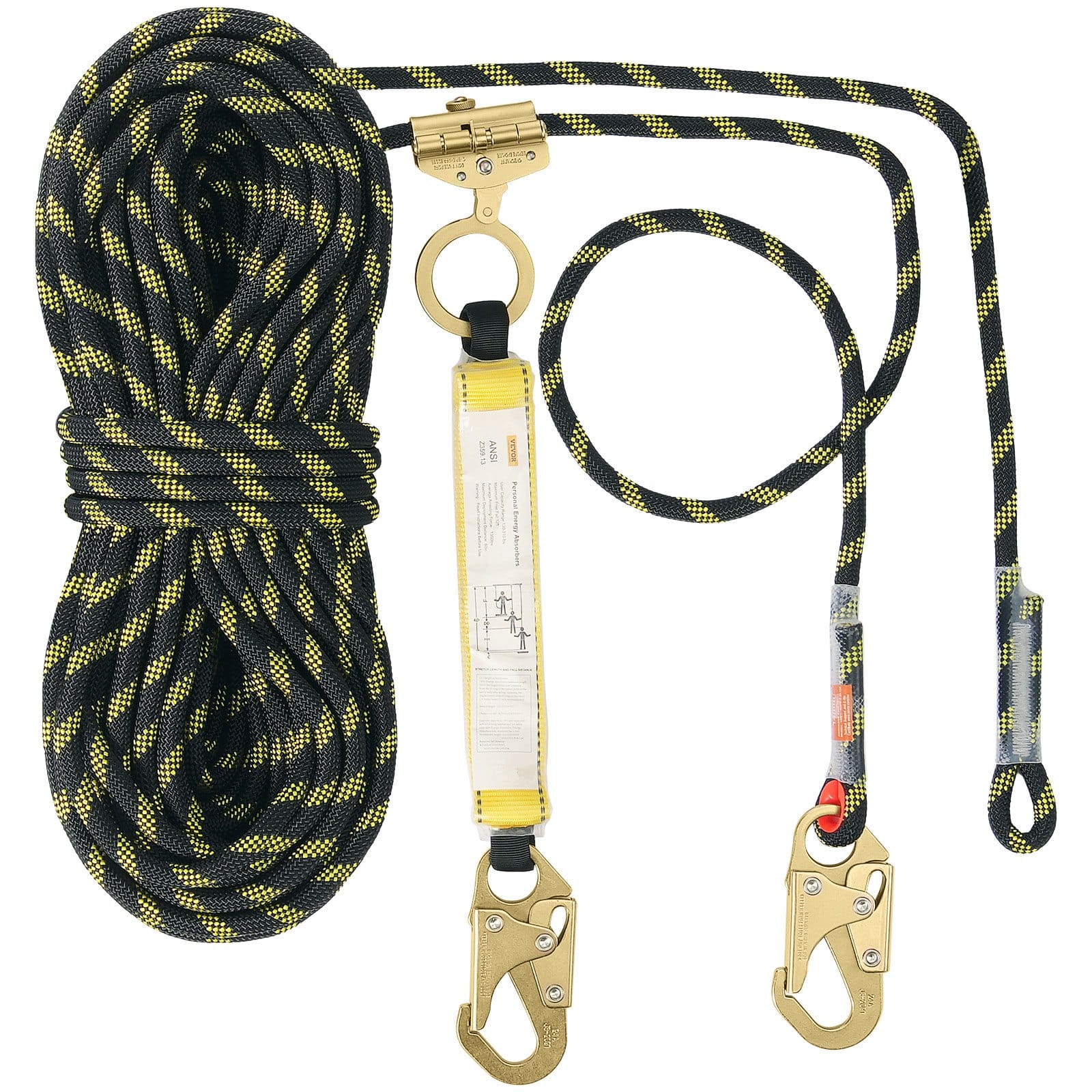 VEVOR 45.7m Vertical Lifeline Rope with Steel Hooks, 30kN Static Climbing Rope with Grab & Absorber, for Safety & Rescue — изображение 9