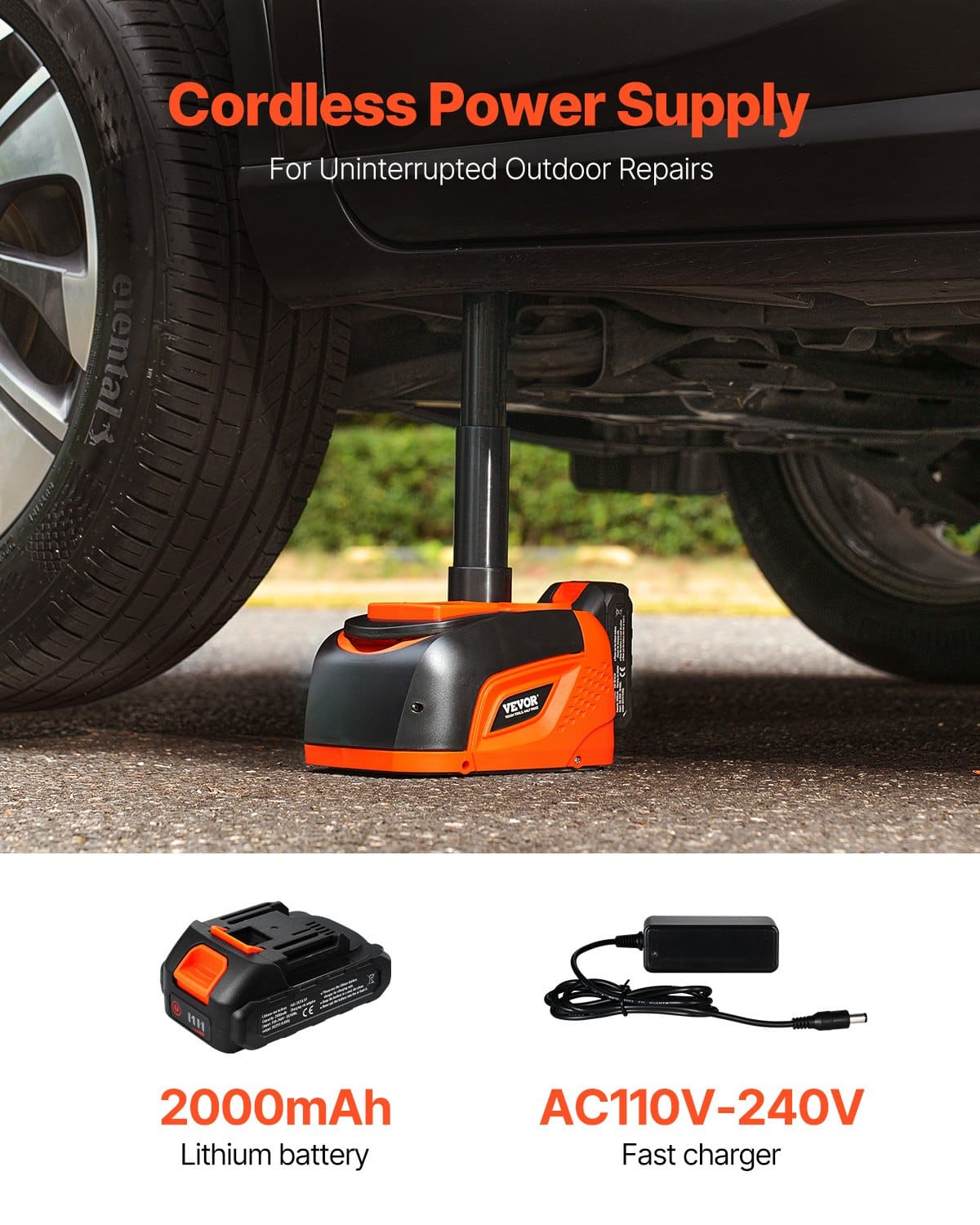 VEVOR 5 Ton Electric Car Jack with LED Light & Remote, 160-450 mm Lift Range, Wireless Portable Jack for SUV, Sedan, Truck — изображение 2