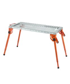 VEVOR Foldable Welding Table 112x53cm, 227kg Capacity, Adjustable Height Workbench with Tool Slots & Fixture Holes