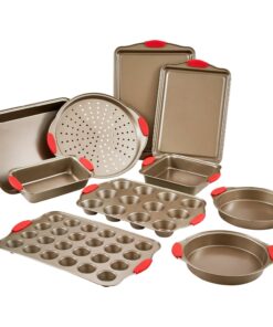 VEVOR Набір форм для випікання з 10 предметів – антипригарний вуглецевий метал, з силіконовими ручками, легко миється, штабельований