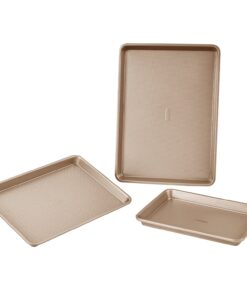 Набір VEVOR із 3 антипригарних форм для випікання з вуглецевої сталі із силіконовими ручками – до 232°C, легке очищення