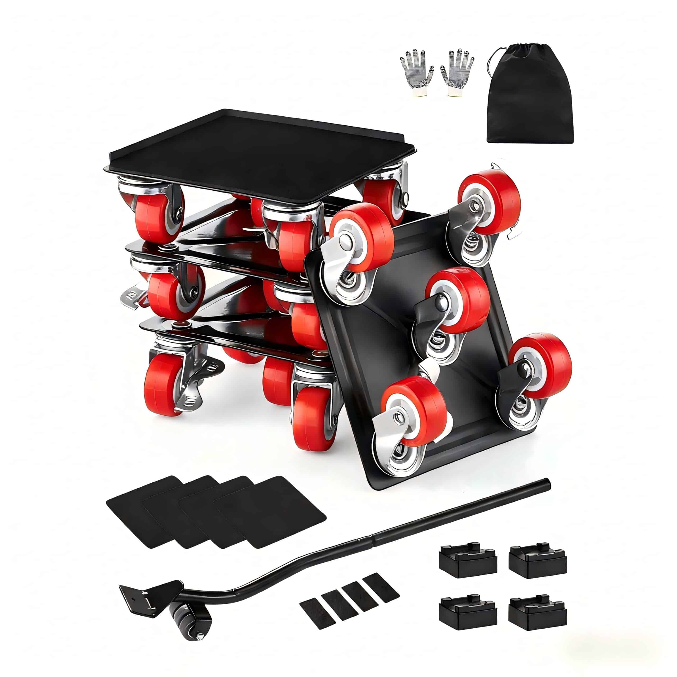 VEVOR sunkiems baldams skirtas vežimėlių rinkinys, maks. apkrova 544 kg, 5 ratukų plieniniai baldų pervežėjai su kėlimo įrankiu