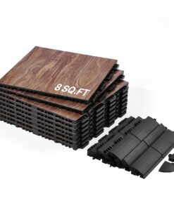 VEVOR 31.5×31.5 cm Interlocking Dance Floor Tiles, 9-Piece Oak Wood Grain Practice Mat with Cushioned Base, 0.84 m² Coverage