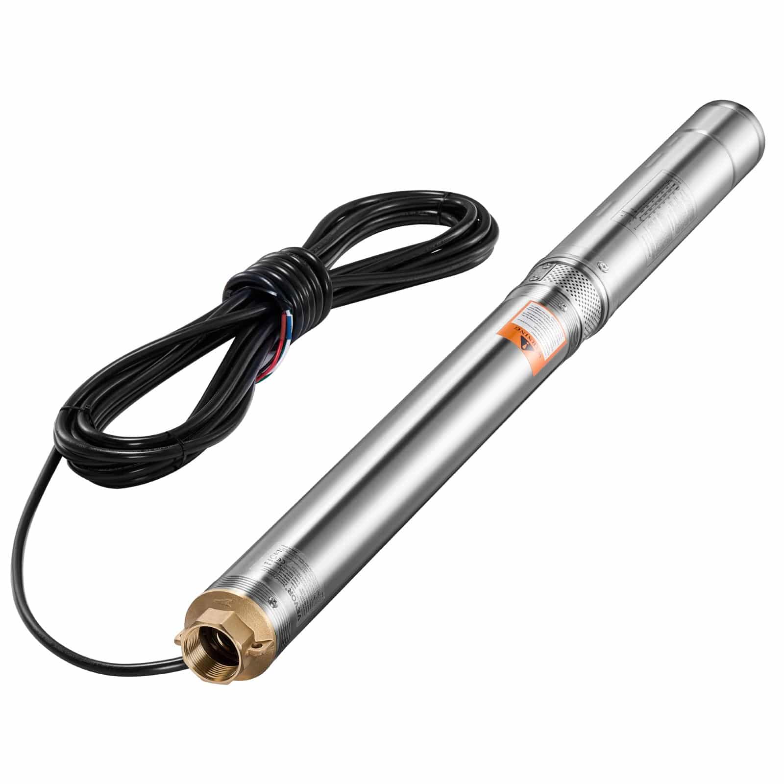VEVOR 910W Deep Well Submersible Water Pump, 100 L/min Flow, 53 m Head, 20 m Cord, Stainless Steel, IP68, w/ Control Box - Image 9