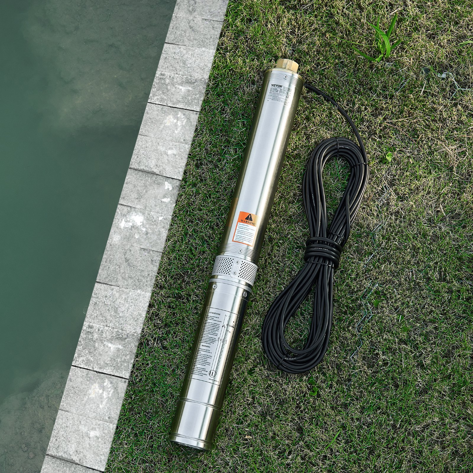 VEVOR 1100W Deep Well Submersible Water Pump, 230V, 65 L/min Flow, 85 m Lift, 20 m Cord, Stainless Steel, with Control Box, IP68 - Image 8