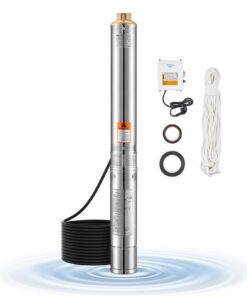 VEVOR 1100W Deep Well Submersible Water Pump, 230V, 65 L/min Flow, 85 m Lift, 20 m Cord, Stainless Steel, with Control Box, IP68