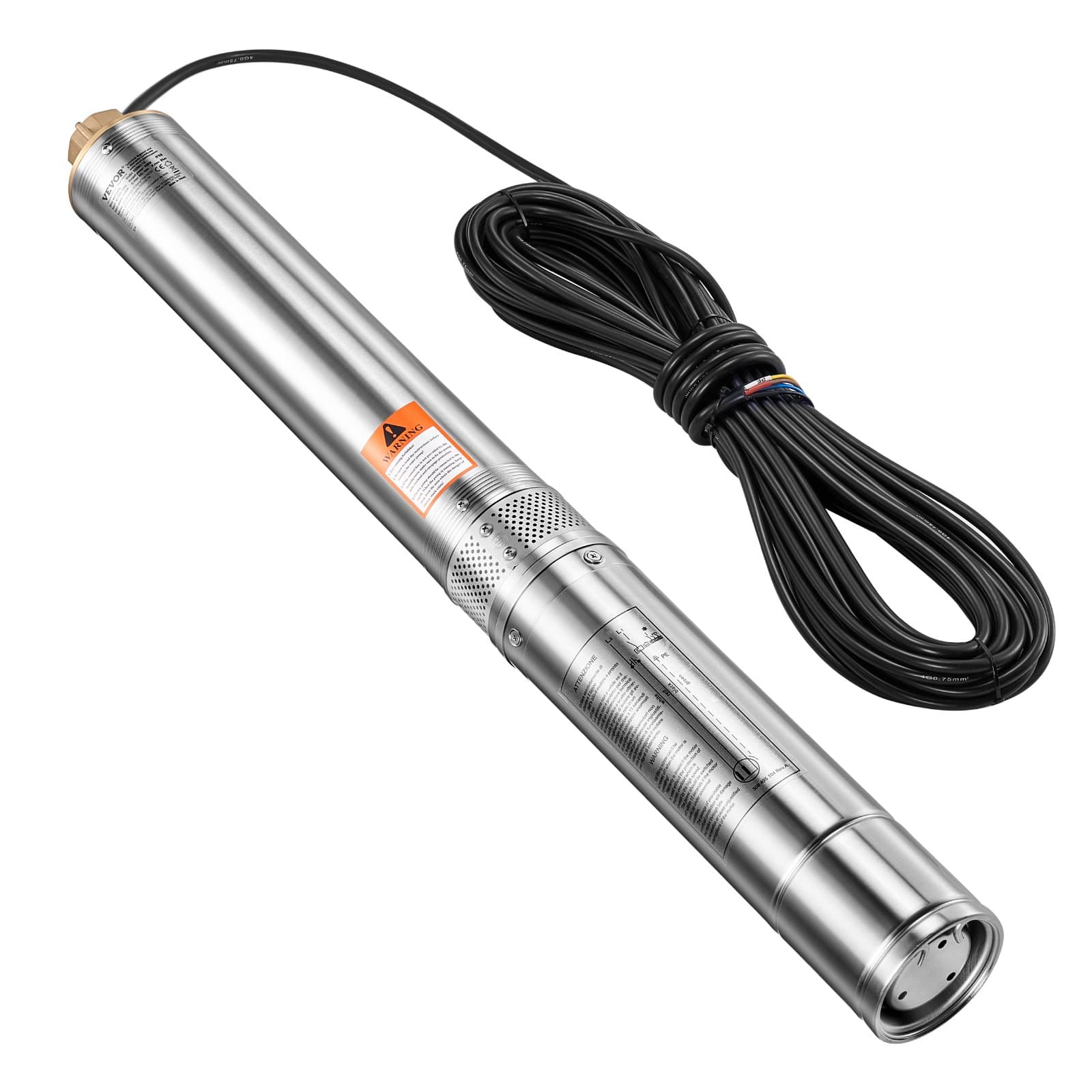 VEVOR 1100W Deep Well Submersible Water Pump, 230V, 65 L/min Flow, 85 m Lift, 20 m Cord, Stainless Steel, with Control Box, IP68 - Image 10