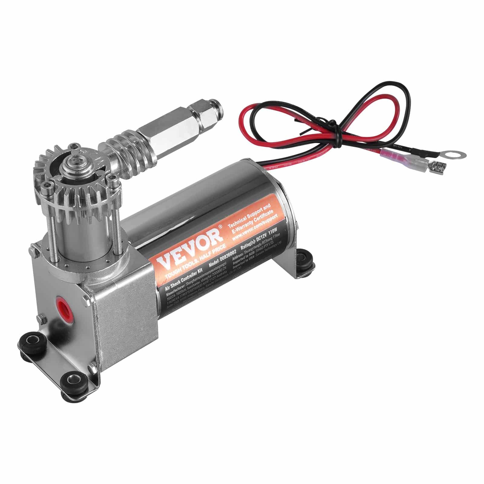 VEVOR 12V Air Shock Controller Kit with 100 PSI Compressor, Single Path Suspension System & Gauge for Trucks and Vans