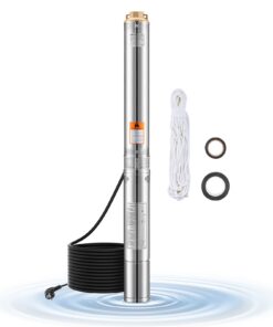 VEVOR 1100W Deep Well Submersible Pump, 230V, 100 L/min Flow, 75 m Head, 20 m Cord, Stainless Steel, for Irrigation & Home, IP68