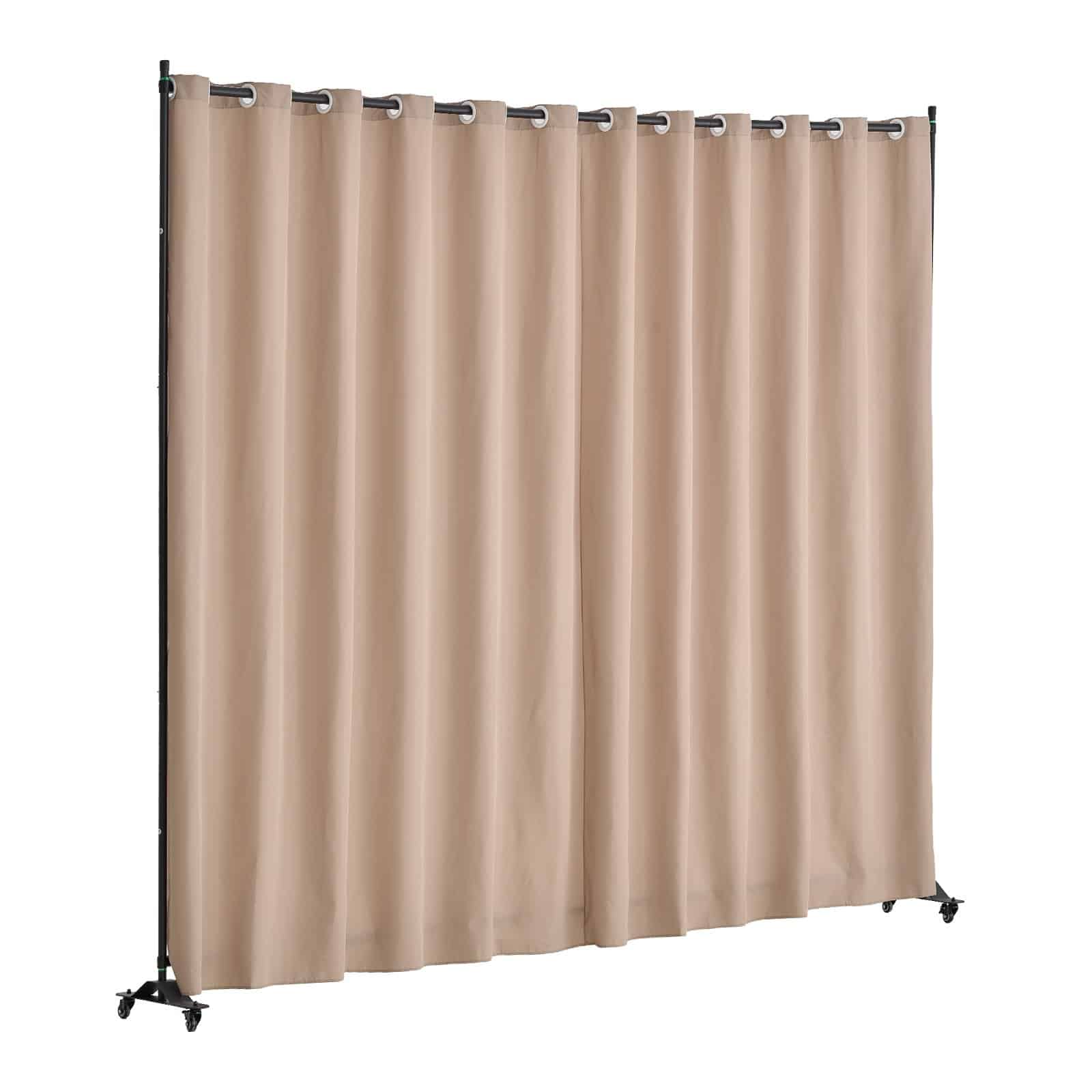 VEVOR Portable Room Divider with Wheels, 308.5x45x245.5 cm Privacy Screen, Freestanding Curtain Panel for Home & Office, Brown - Image 10