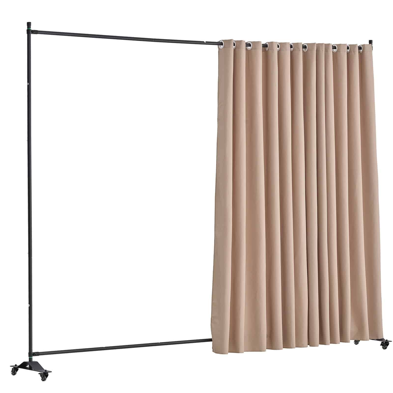 VEVOR Portable Room Divider with Wheels, 308.5x45x245.5 cm Privacy Screen, Freestanding Curtain Panel for Home & Office, Brown - Image 12