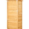 VEVOR Large Wooden Outdoor Storage Shed 80x162 cm with Metal Roof, Shelves, Floor – Waterproof Garden Tool Cabinet for Patio