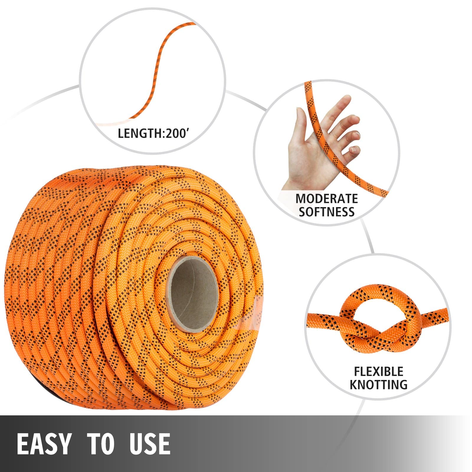 200ft Polyester Double Braid Rope 11mm, 3810kg Breaking Strength, Durable Pulling Rope for Outdoor & Indoor Use - Image 4