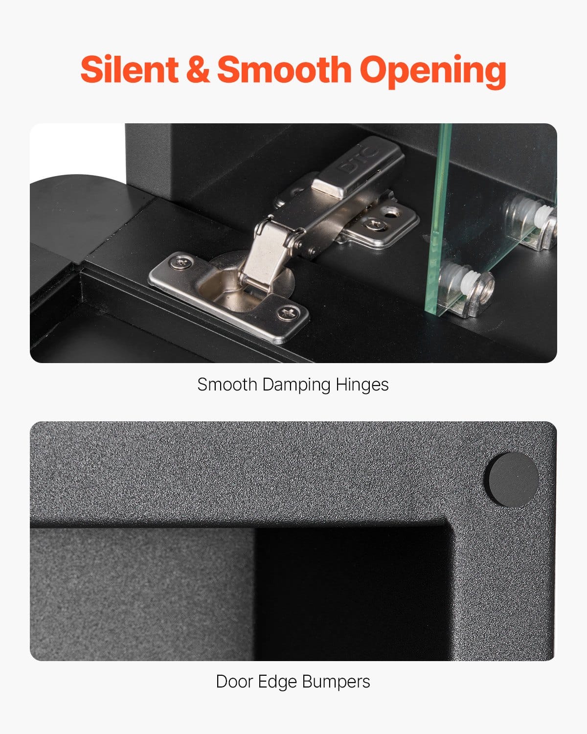 VEVOR 50x76 cm Bathroom Medicine Cabinet with Mirror, Black Frame, 4 Adjustable Glass Shelves, Wall/Recessed Mount - Image 6