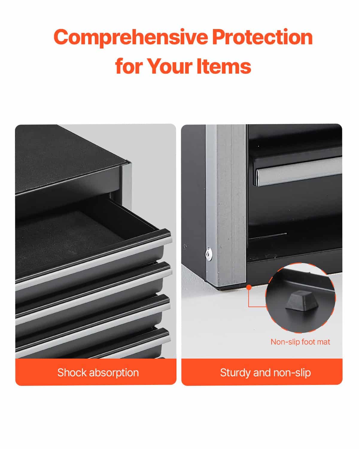 VEVOR 22 cm Portable Metal Tool Box with 5 Drawers, Small Steel Chest with EVA Liners, Anti-Slip Feet, Black — attēls 7