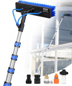 VEVOR 7.3m Water Fed Pole Kit with 180° Rotating Brush & 20m Hose for Solar Panel, Window & Outdoor Cleaning